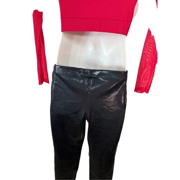 Balera Hip Hop Dance Costume Size Small 2pc Red Black Leather Sandy Grease - Picture 5 of 10